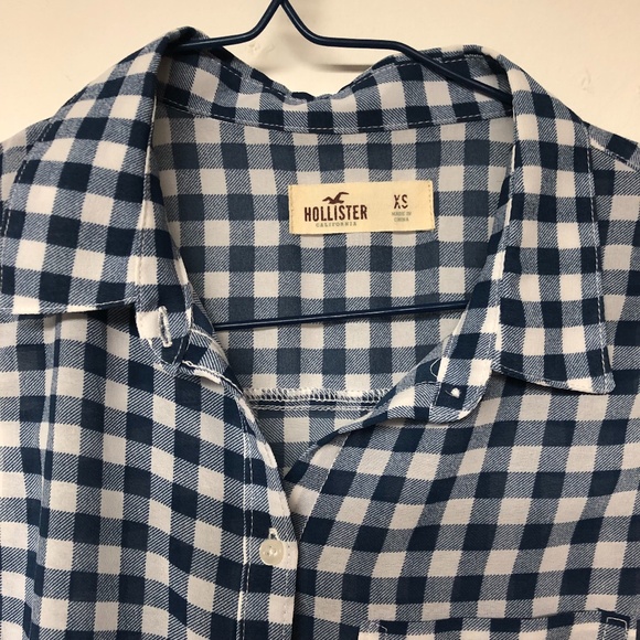 Hollister Sheer Sleeveless Long Plaid Button Up Blouse - Picture 1 of 7